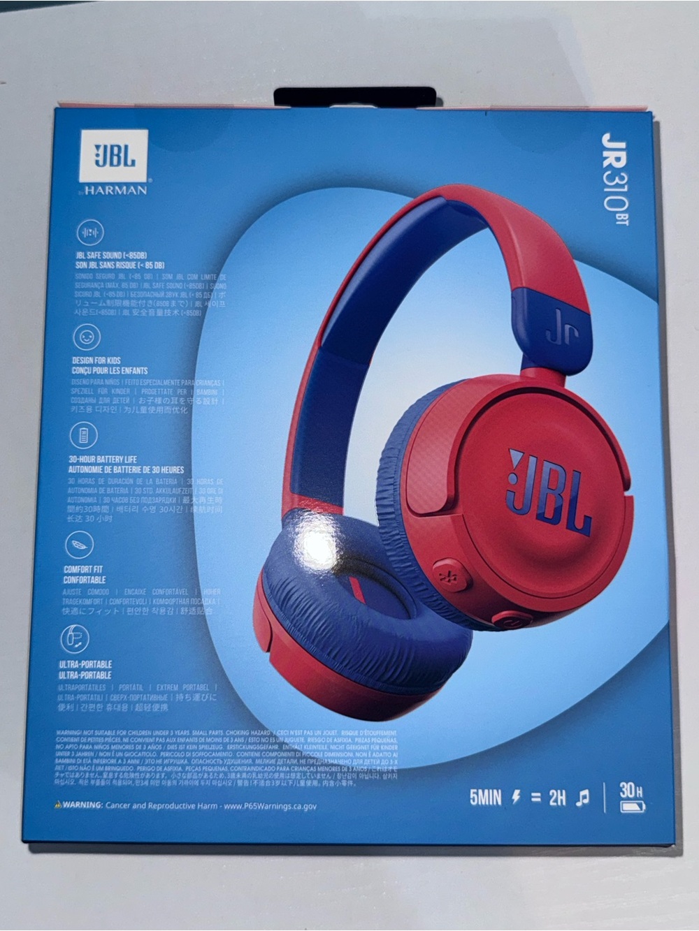 JBL JR310BT Kids Wireless Headphones - Red and Blue